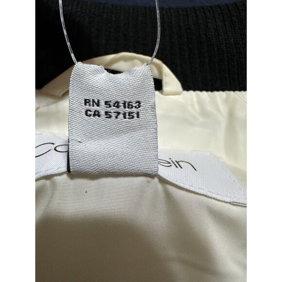 Calvin Klein Puffer Vest Ivory Zip Up Womens M Black Collar - Picture 8 of 12